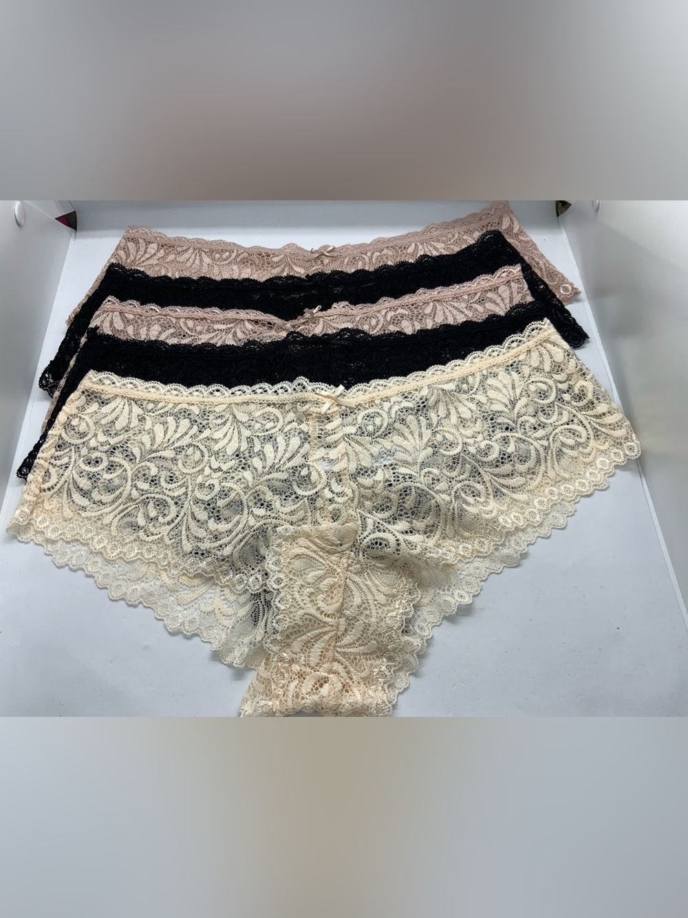 (5) Honeydew Intimates Lace Boyshorts 5-Pack - Black, Blush, Cream